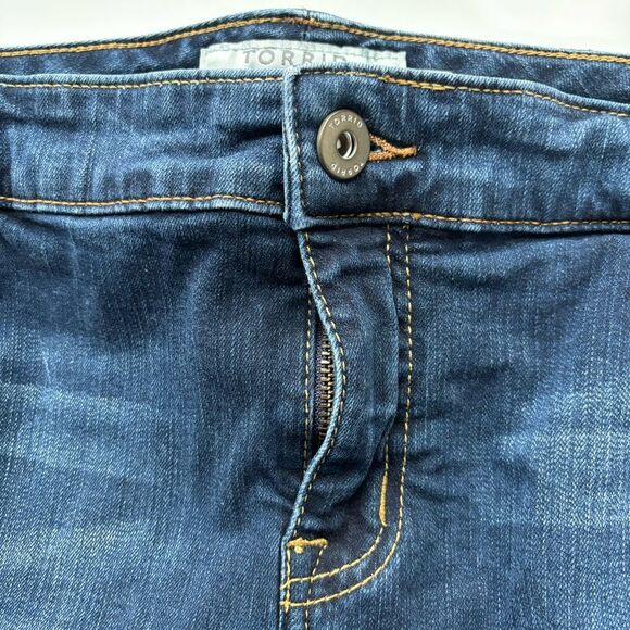 Torrid Distressed High Waist Dark Blue Jeans - Size 22 - Picture 6 of 8